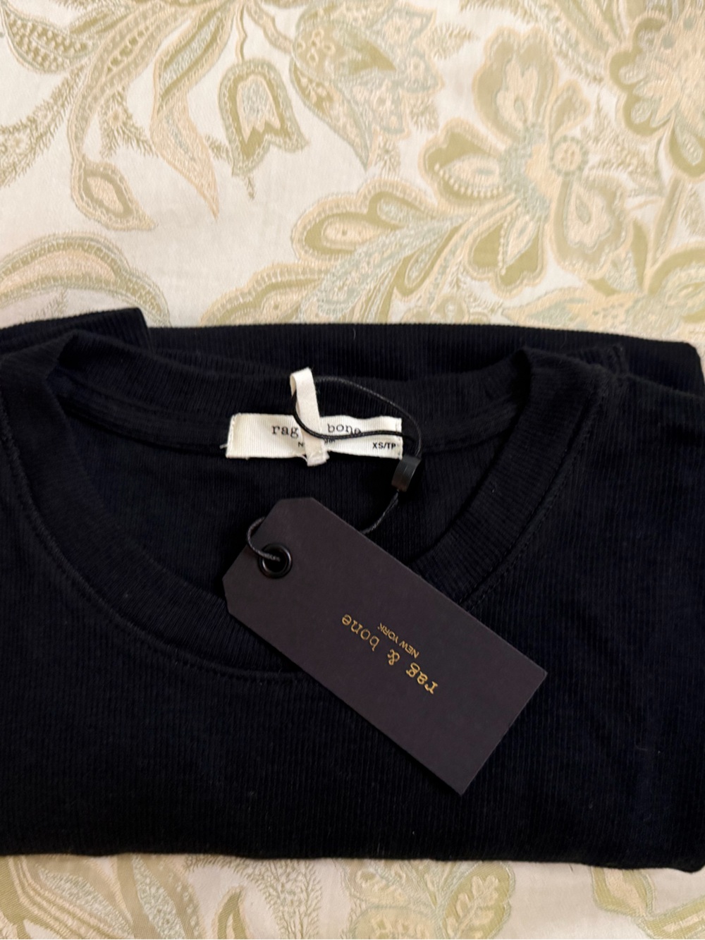 rag & bone Black Ribbed Crewneck Sweater